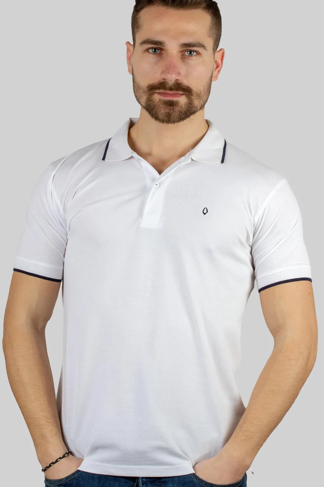 Polo uomo mezza manica in cotone piquet tinta unita