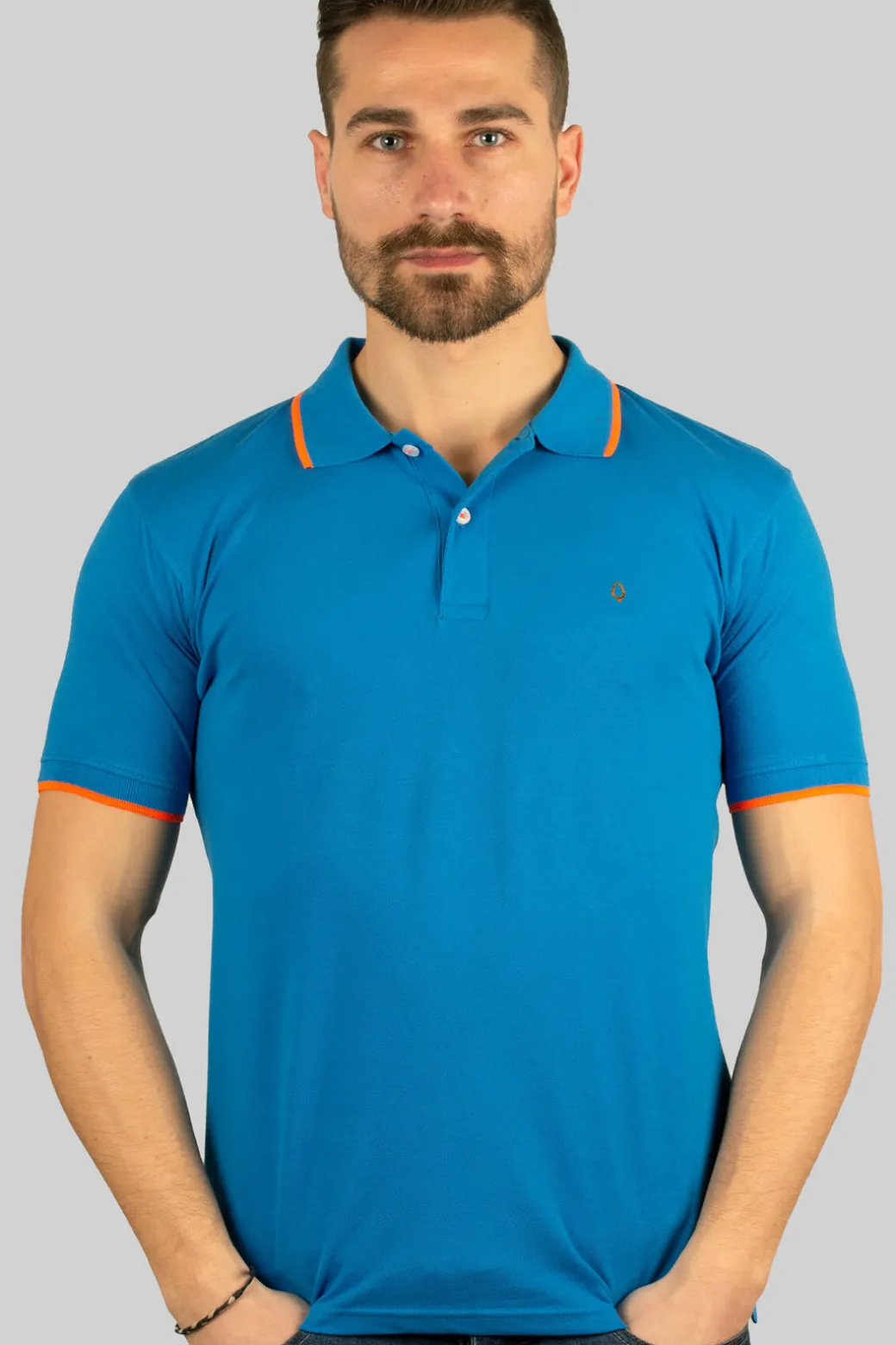 Polo uomo mezza manica in cotone piquet tinta unita