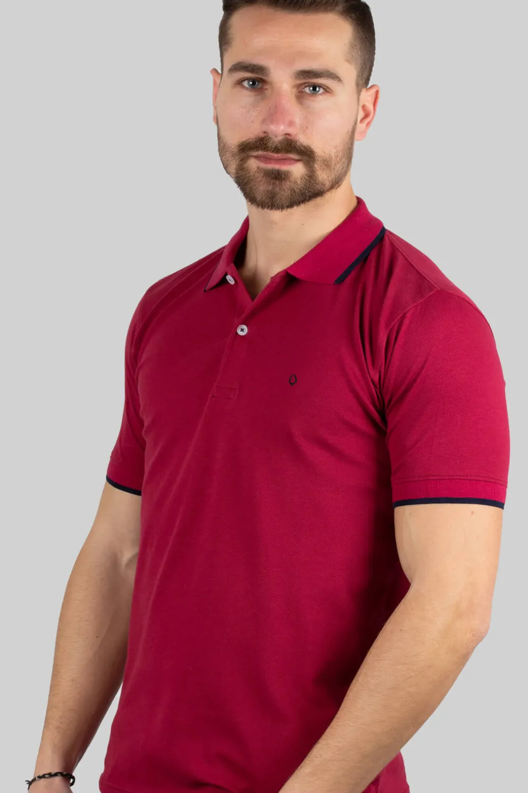 Polo uomo mezza manica in cotone piquet tinta unita