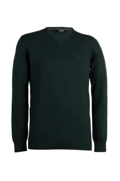 Pullover con scollo a V con logo ricamato ton sur ton sul petto