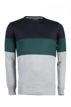 Pullover girocollo con fasce a contrasto