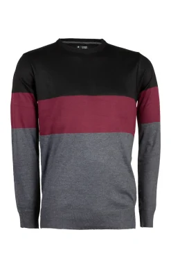 Pullover girocollo con fasce a contrasto