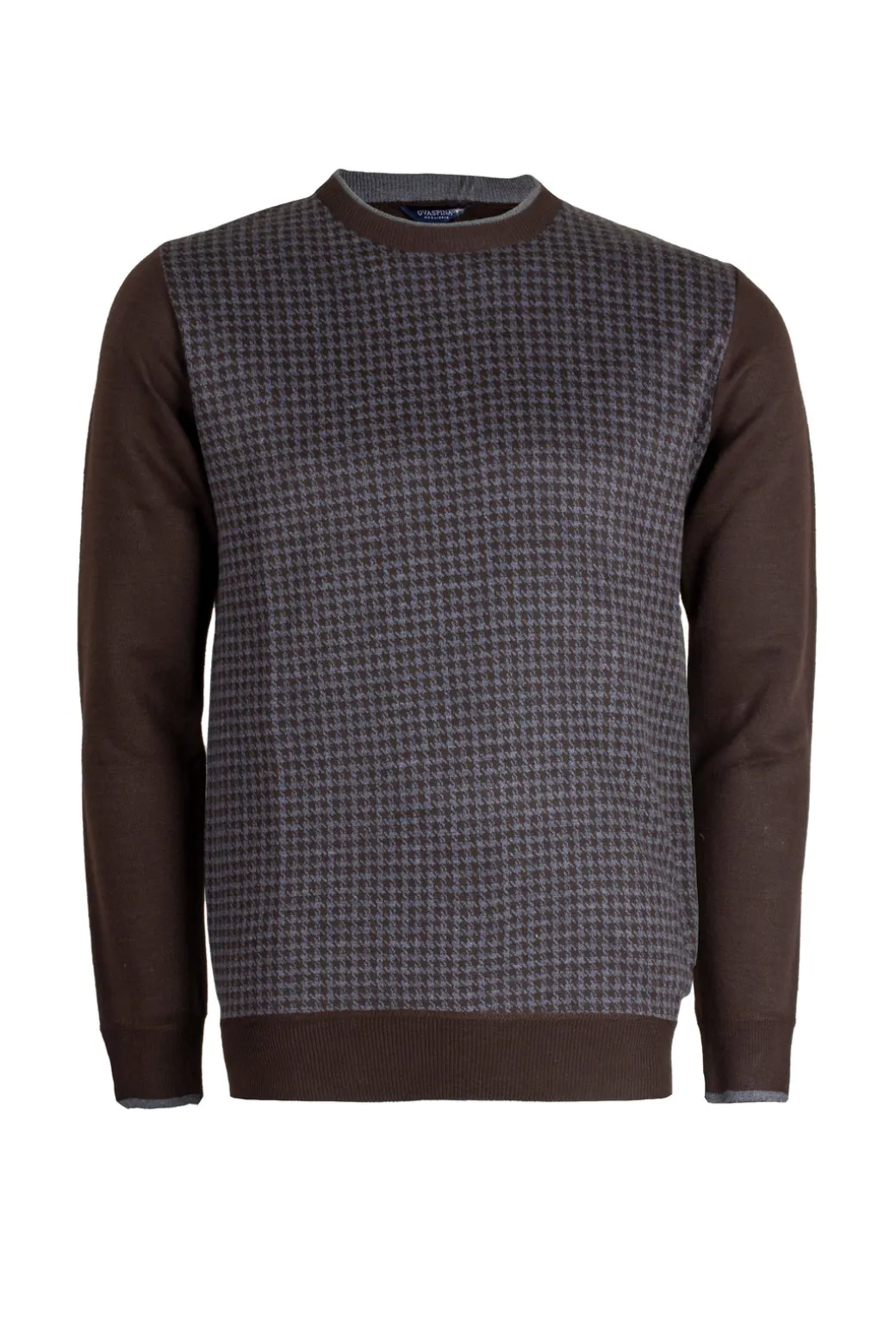 Pullover girocollo con fantasia pied de poule