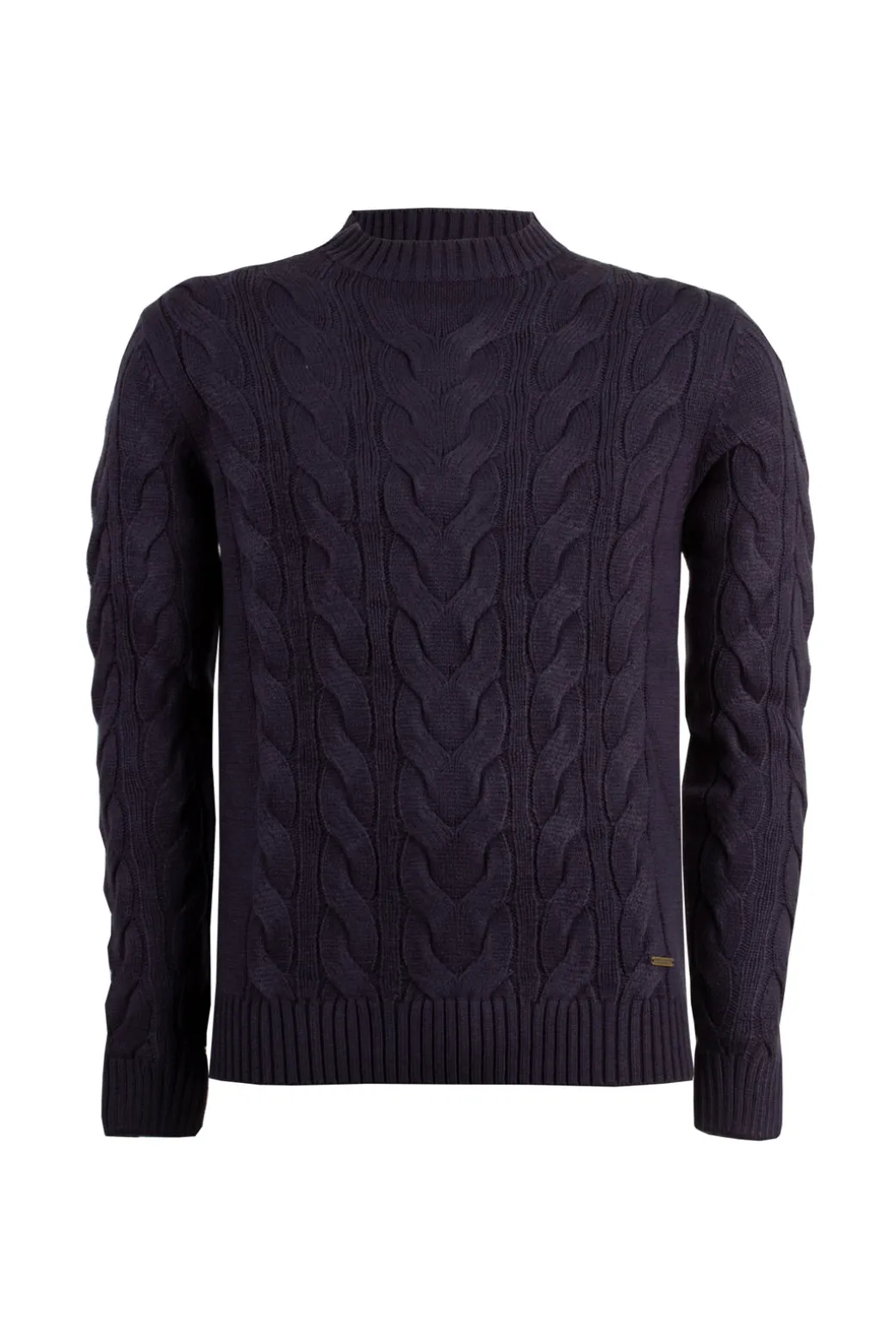 Pullover girocollo con lavorazione a trecce