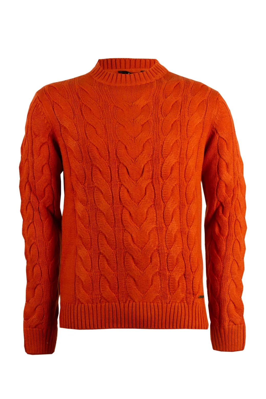 Pullover girocollo con lavorazione a trecce