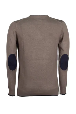 Pullover girocollo con toppe sui gomiti