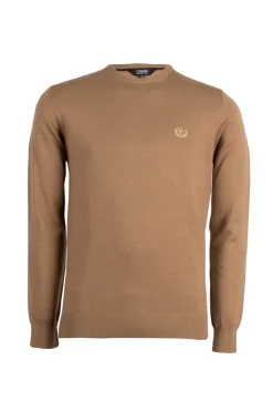 Pullover girocollo in misto lana con logo ricamato sul cuore