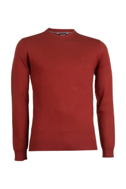 Pullover girocollo in misto lana con logo ricamato sul cuore