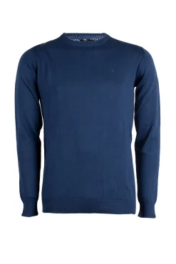 Pullover girocollo in puro cotone uomo