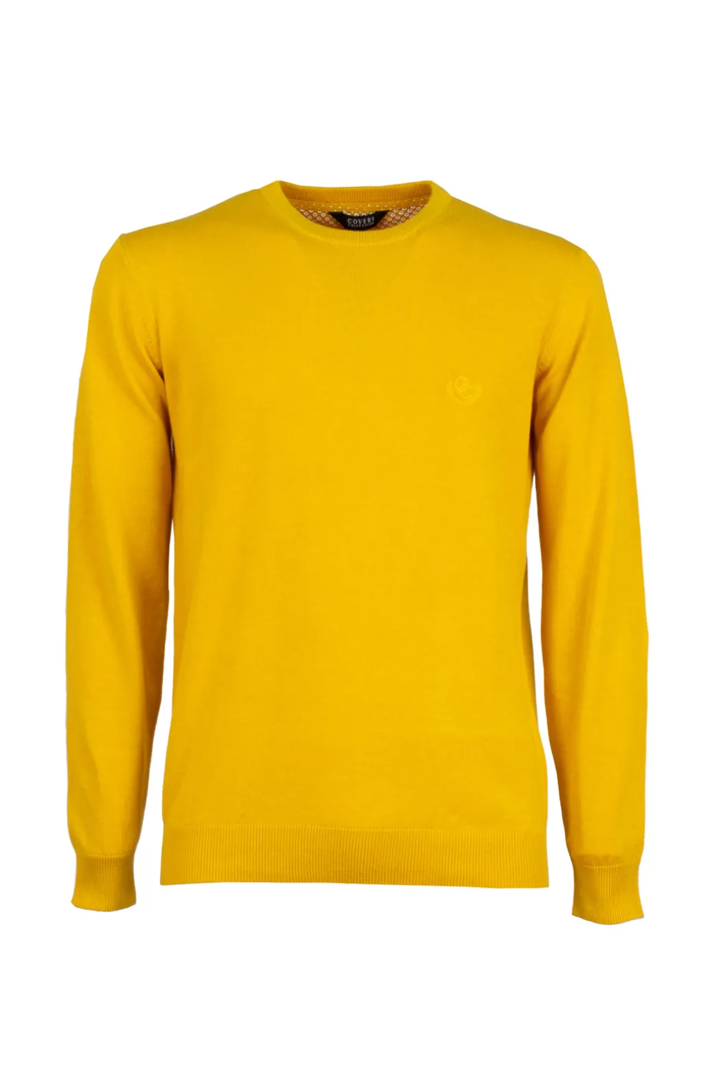 Pullover girocollo in puro cotone con ricamo ton sur ton