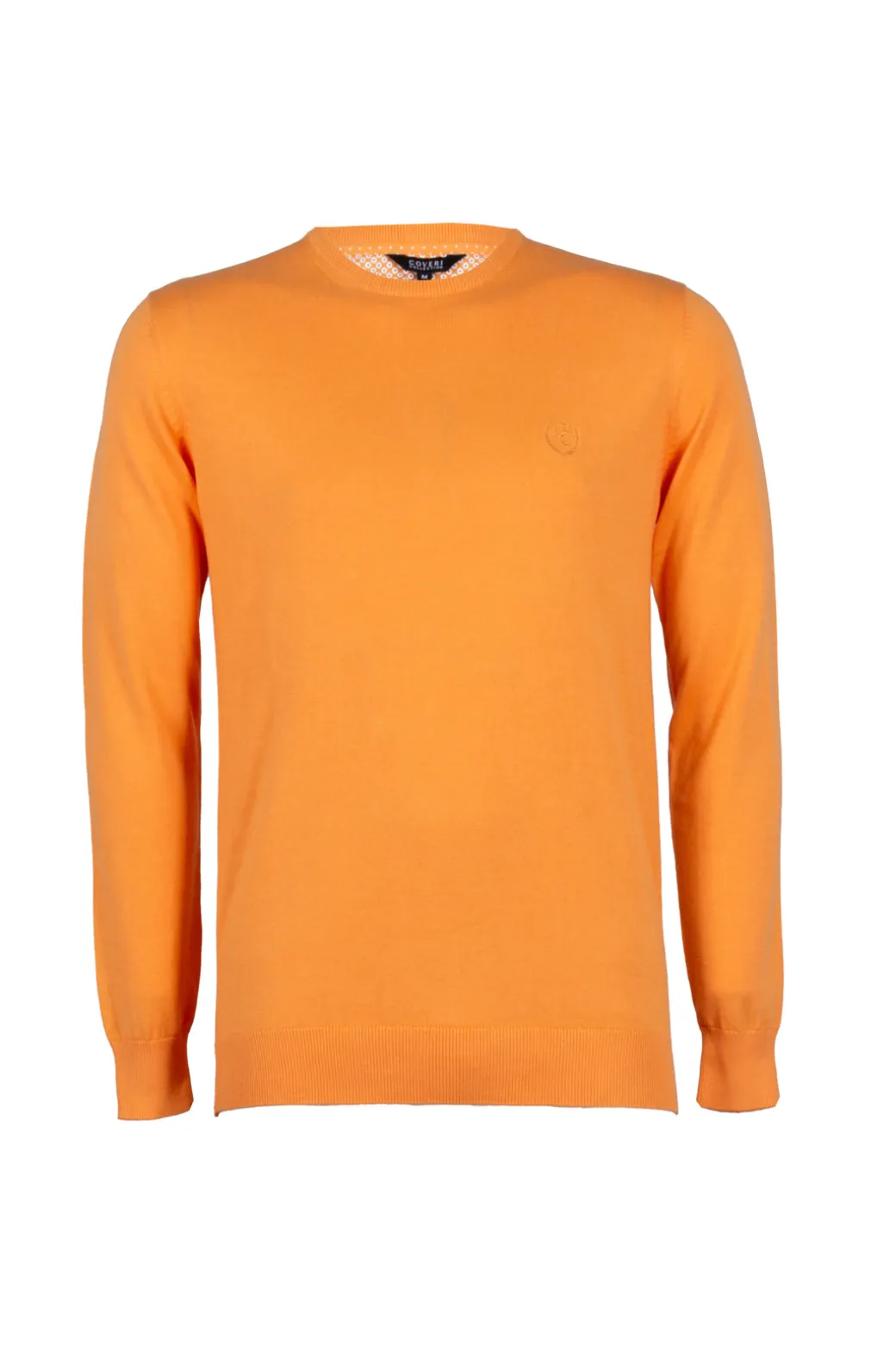 Pullover girocollo in puro cotone con ricamo ton sur ton