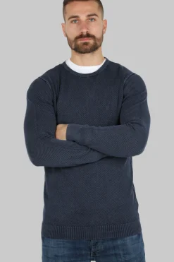 Pullover girocollo puro cotone acid wash