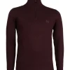 Pullover in misto lana mezza zip con logo ricamato sul cuore