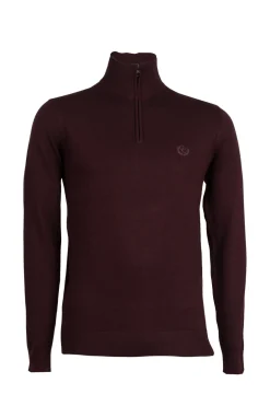 Pullover in misto lana mezza zip con logo ricamato sul cuore