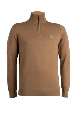 Pullover in misto lana mezza zip con logo ricamato sul cuore
