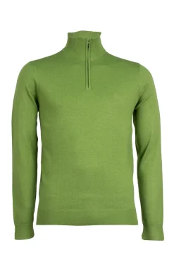 Pullover in misto lana mezza zip con logo ricamato sul cuore