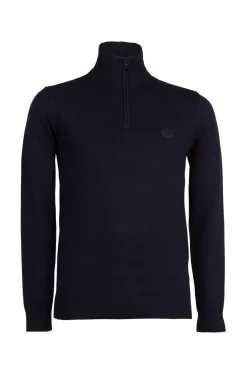 Pullover in misto lana mezza zip con logo ricamato sul cuore