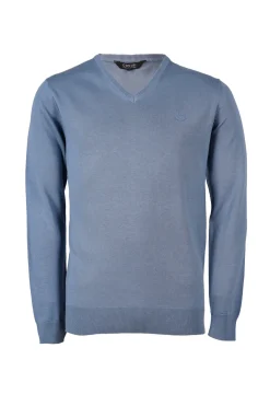 Pullover scollo a V in puro cotone