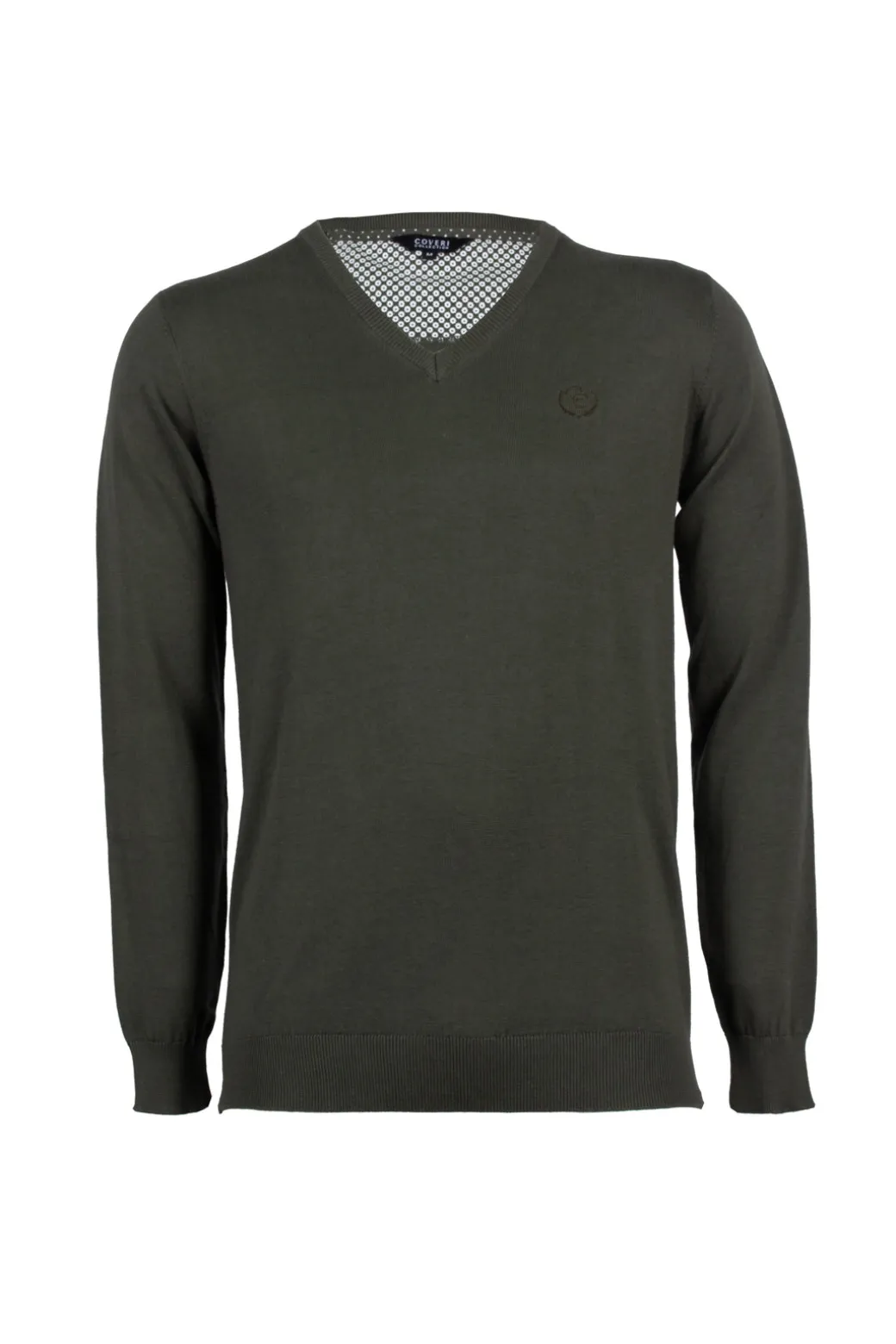 Pullover scollo a v in puro cotone con ricamo ton sur ton