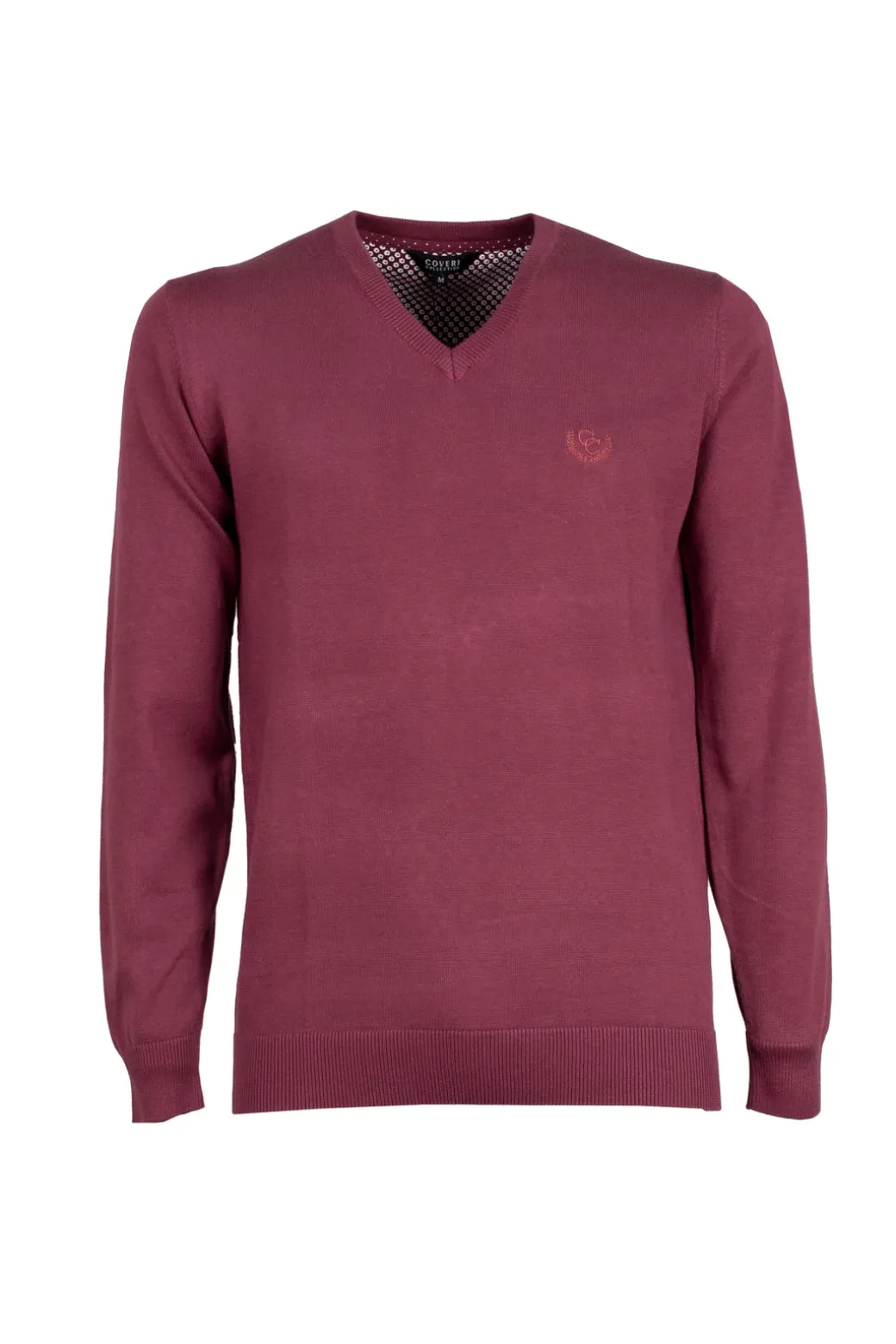 Pullover scollo a v in puro cotone con ricamo ton sur ton