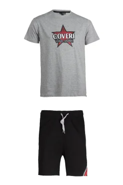 Set t-shirt e pantaloncini con stampa e profili in contrasto