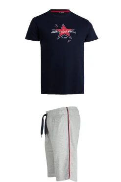 Set t-shirt e pantaloncini con stampa e profili in contrasto