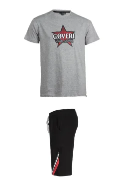 Set t-shirt e pantaloncini con stampa e profili in contrasto