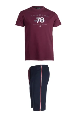 Set t-shirt e pantaloncini con stampa e profili in contrasto