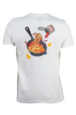 T-shirt Ghit Milano tinta unita con stampa spaghetti all'assassina su petto e schiena