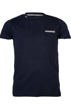 T-shirt girocollo con taschino e profili in contrasto