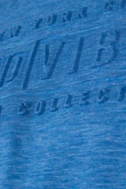 T-shirt girocollo in cotone slub fluo con stampa in rilievo