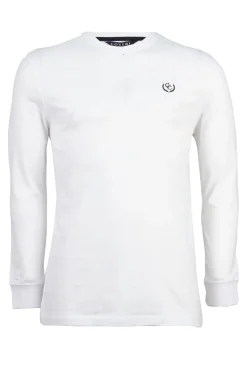T-shirt girocollo manica lunga con logo ricamato in contrasto