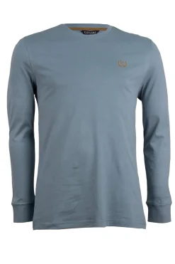 T-shirt girocollo manica lunga con logo ricamato in contrasto