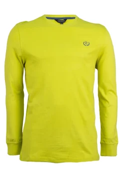 T-shirt girocollo manica lunga con logo ricamato in contrasto