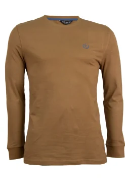 T-shirt girocollo manica lunga con logo ricamato in contrasto