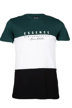 T-shirt manica corta in cotone slub a fasce con stampa HD sul petto