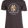 T-shirt tinta unita in cotone fiammato con stampa sul petto