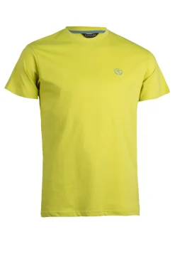 T-shirt tinta unita manica corta con logo ricamato in contrasto