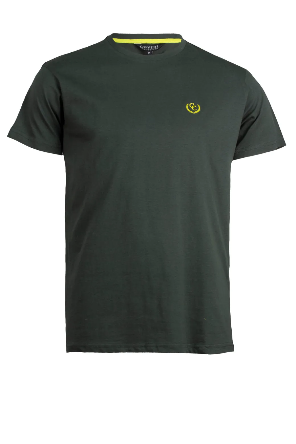 T-shirt tinta unita manica corta con logo ricamato in contrasto