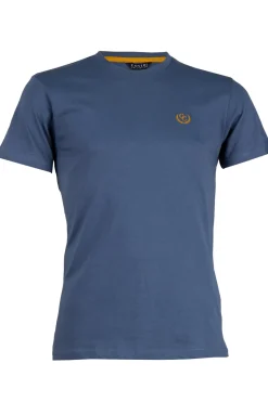 T-shirt tinta unita manica corta con logo ricamato in contrasto