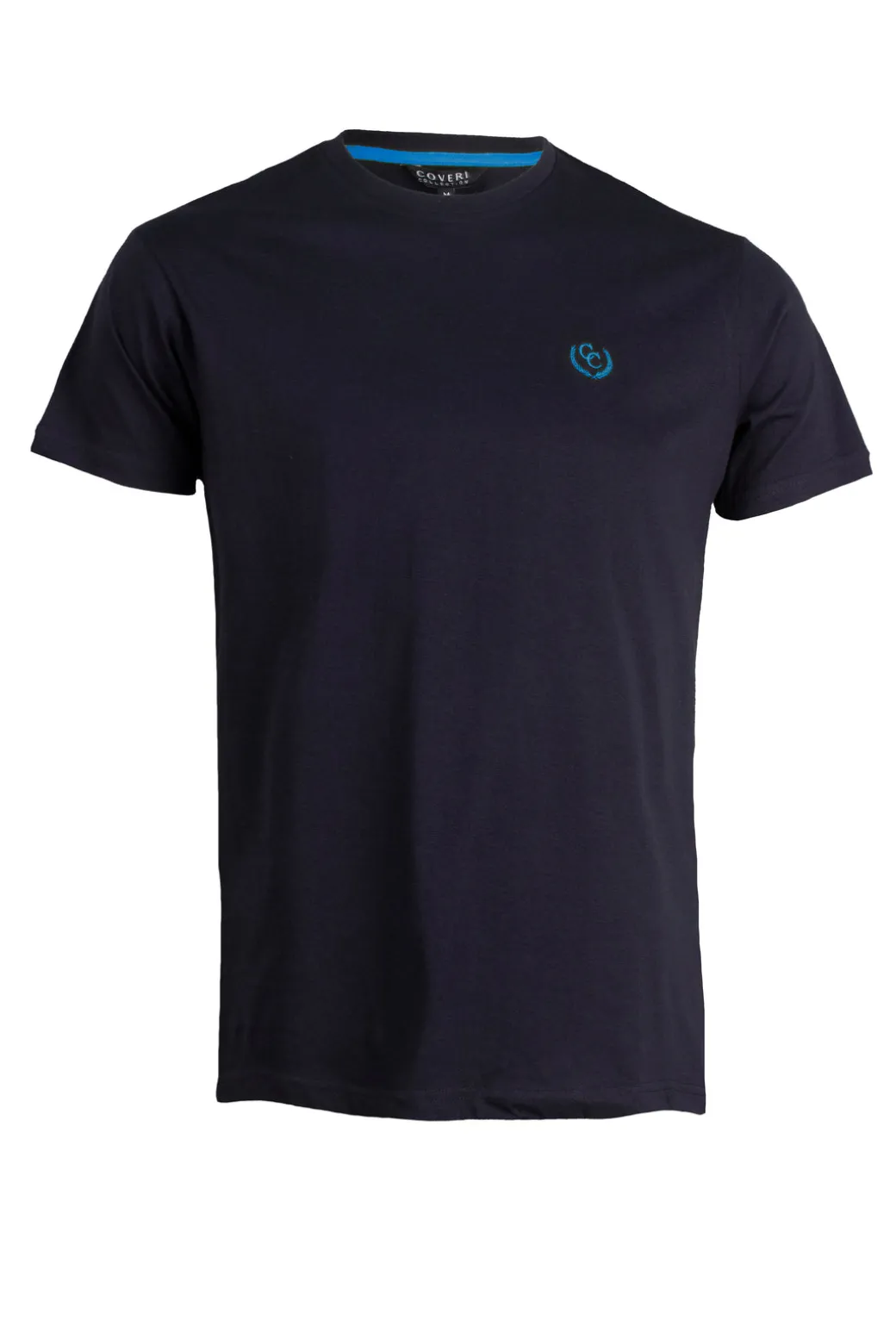 T-shirt tinta unita manica corta con logo ricamato in contrasto