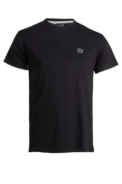 T-shirt tinta unita manica corta con logo ricamato in contrasto